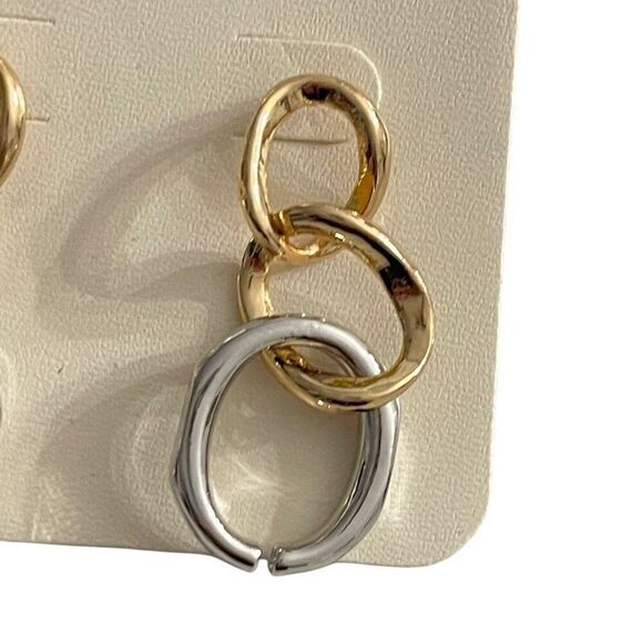 Nautica Mixed Metal Chain Link Drop Earrings – Lightweight & Casual - Picture 4 of 5